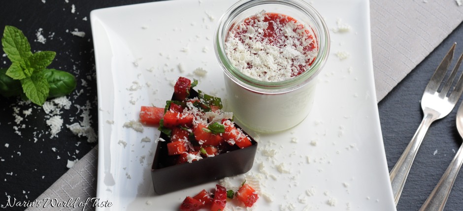 White Chocolate Mousse with Strawberry Ragout