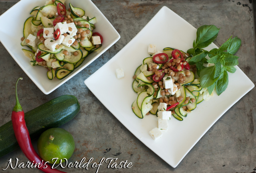 ZucchiniLentilFeta Salad with LimeMint Dressing Narin's World of Taste