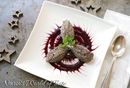 Poppy Seed Mousse on Wild Blueberry Coulis