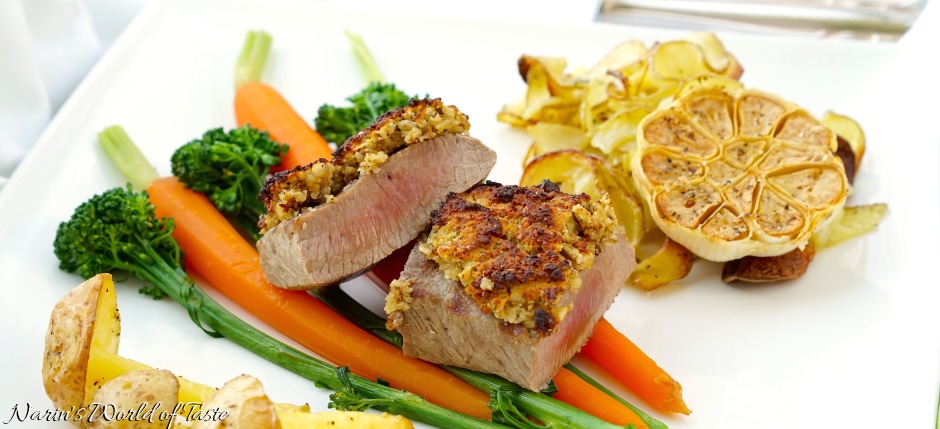 Herb Crusted Lamb with Carrots and Broccolini