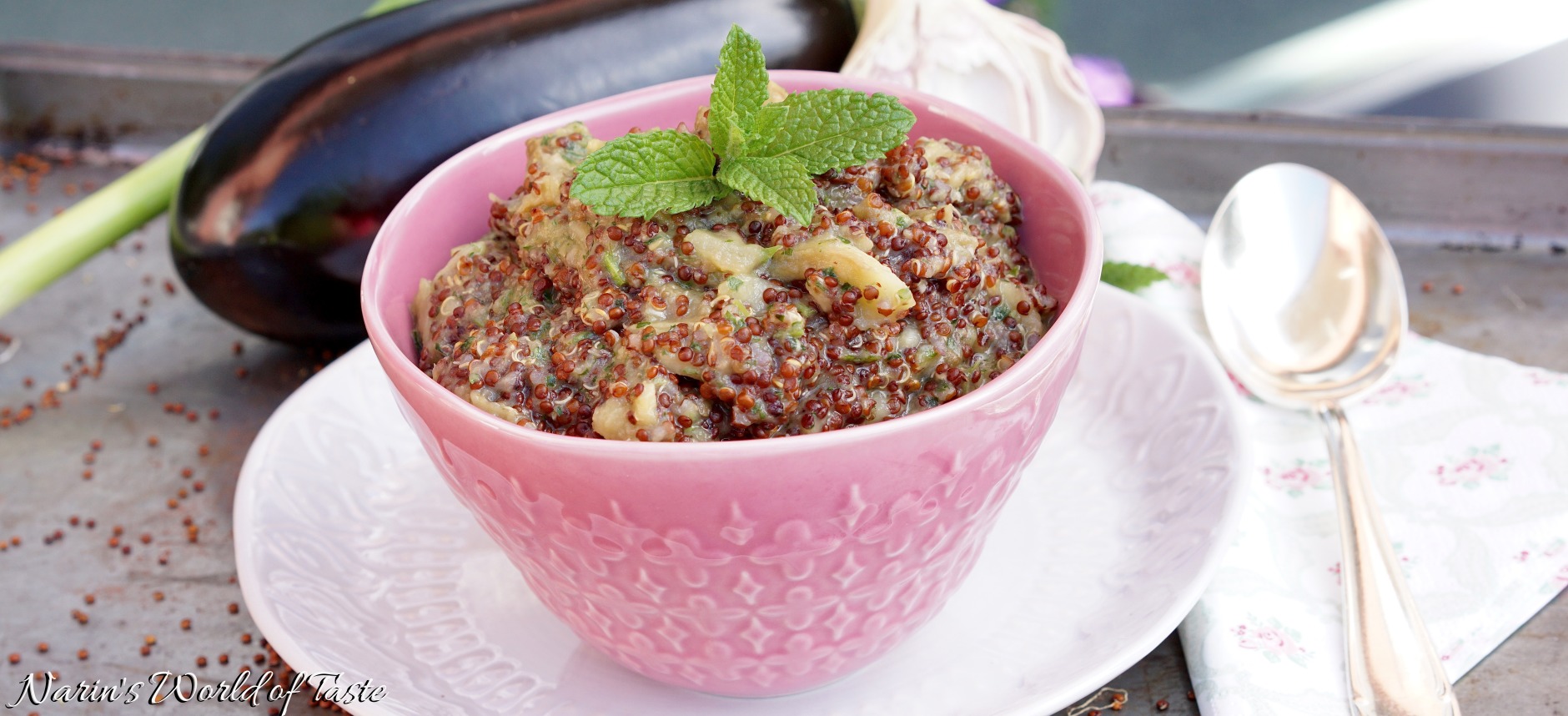 Eggplant Mint Quinoa Narin's World of Taste